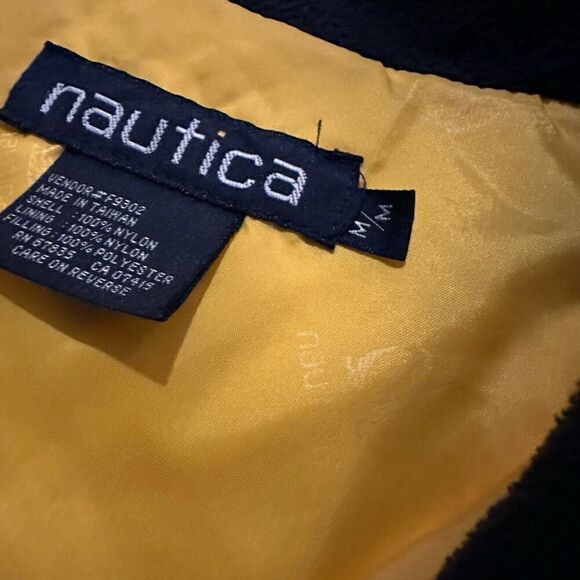 Vtg Nautica Mens 2 in 1 Coat Quilted Lined Layered Hidden Hood Colorblock Sz M - Picture 13 of 14